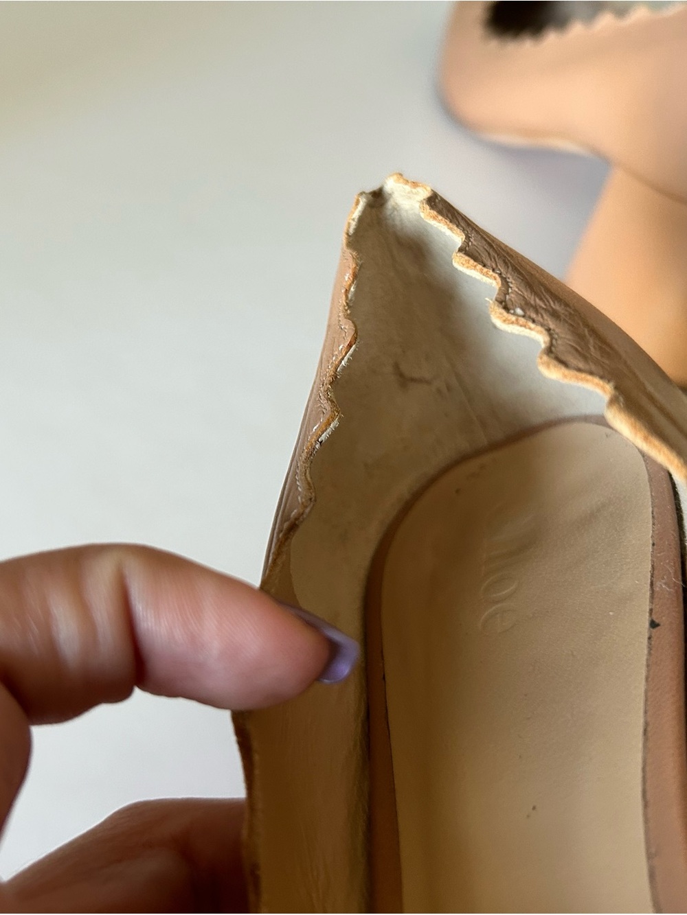 Chloe Lauren Nude Scalloped Block Heel Pump Shoes - Picture 10 of 16